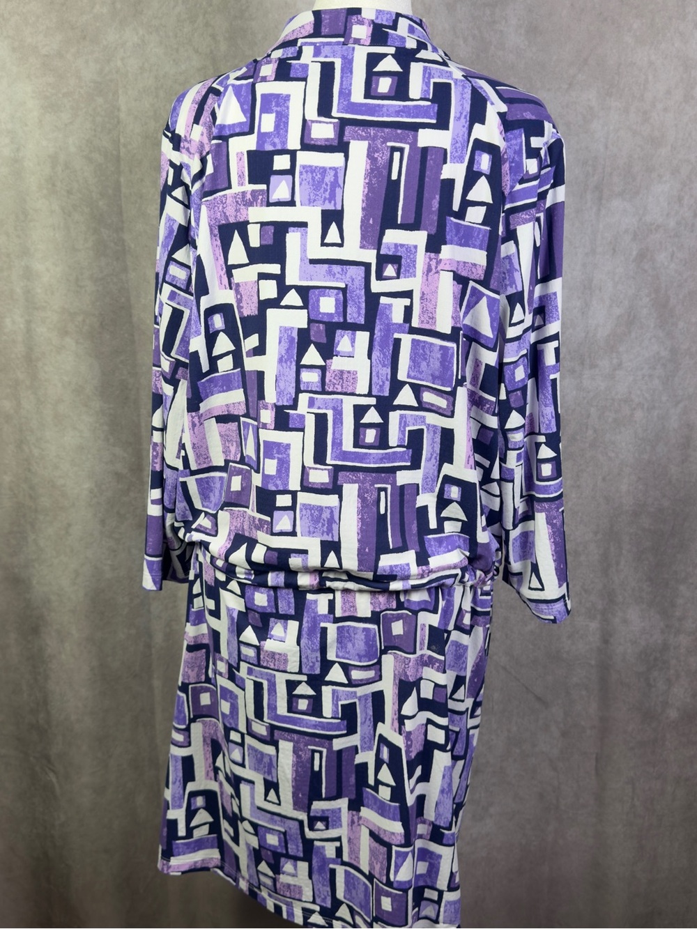 IBKUL Dress Womens Dress XL Purple Geometric Quarter Zip Waist Tie Athletic - Picture 3 of 9